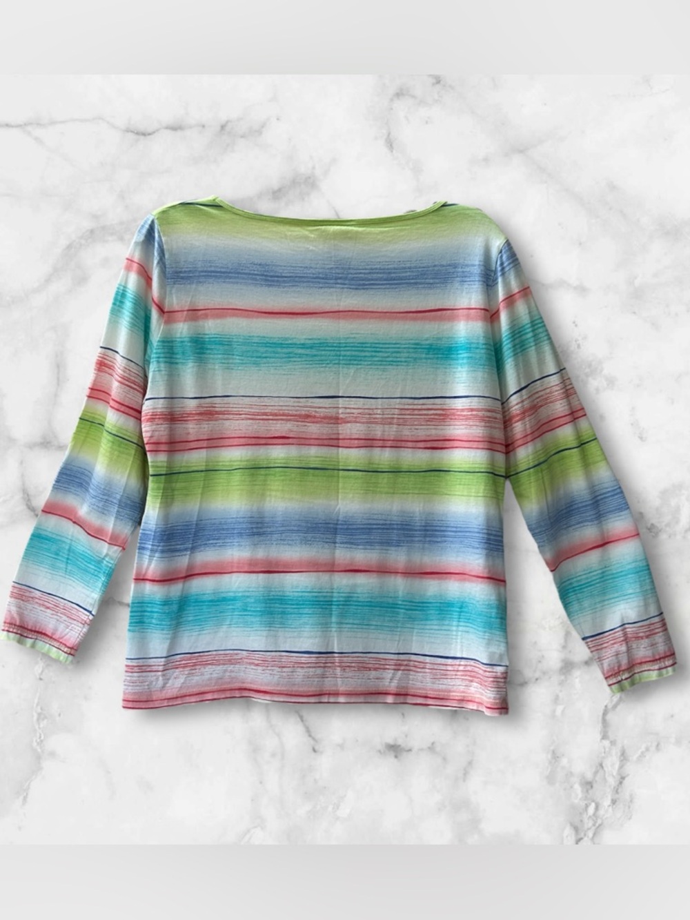 Talbots Multicolor Provincetown Striped Pima Cotton Long Sleeve Tee Size M - Picture 4 of 9